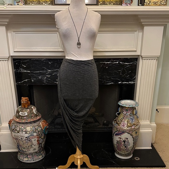 T-Shirt Dresses & Skirts - “T-Shirt” Elegant Gray Side Swept Women's Skirt